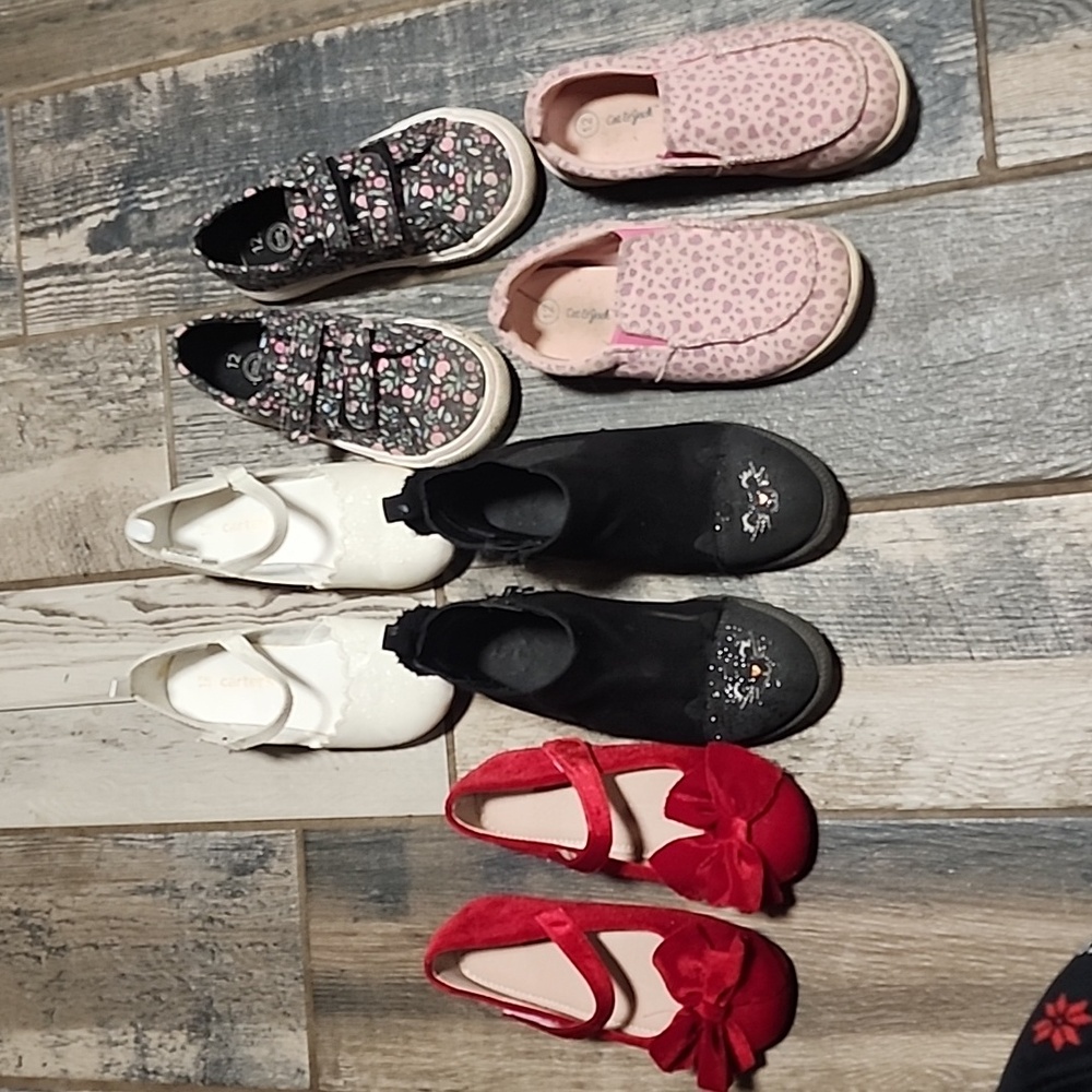 Bundle size 12 little girl shoes carter, wonder nation, and cat & jack